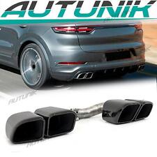 Brushed / Black Square Exhaust Pipes Tips for Porsche Cayenne Base 2019-2024 picture
