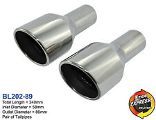Exhaust tailpipes tips s/steel for VW Golf R32 R20 Audi A4 A5 A6 A7 A8 TT 89mm picture