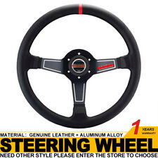 Black Leather 350mm 14in Red Corsica Deep Dish Modified Racing Steering Wheel picture
