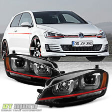 2015-2017 VW Golf/GTI VII MK7 LED Tube DRL Projector Headlights w/ Red Trim Set picture