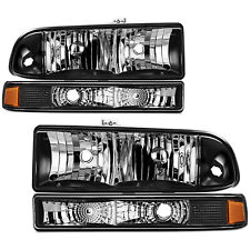 For 1998-2004 CHEVY S10/BLAZER Headlights Assembly Black Housing Amber Corner picture
