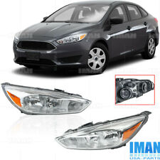 FOR 2015-18 FORD FOCUS GEN3 PAIR CHROME HOUSING AMBER SIDE HEADLIGHT With Bulbs picture