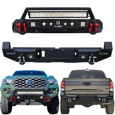 Fits 2016-2022 Tacoma Steel Black Texture Front and Rear Bumper w/LED Lights picture