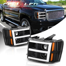 Black For 2007-2013 GMC Sierra 1500 2500/3500HD LED DRL Tube Projector Headlight picture