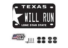 WILL RUN Texas Motorcycle License Plate including Hardware Made In USA picture