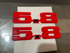 351W Windsor 5.8 Liter Red/Black Fenders Emblem Badge - 2PCS picture
