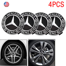 4PCS For Mercedes Benz Wheel Center Caps Emblem Black 75mm Rim Hub Cover Logo  picture