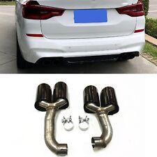 Car Rear Bumper Exhaust Pipes Dual Tips Kit For BMW X3M X4M 2018 2019 2020 Black picture
