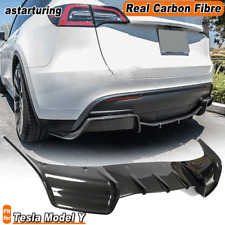 Fit For Tesla Model Y 2019-2023 Real Carbon Rear Bumper Diffuser Lip Spoiler  picture