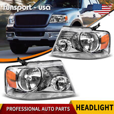 For 2004-2008 Ford F150 Headlights Assembly Chrome Housing Amber Reflector picture