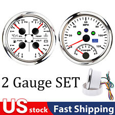 2 Gauge Set 85mm GPS Speedometer 120MPH W/Tacho 85mm 4 in 1 Fuel Water Oil Volt picture