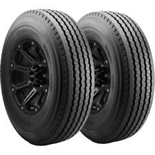 (QTY 2) 8R19.5 Bridgestone R187 Metro 110N Load Range F Black Wall Tires picture