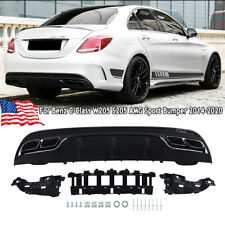 C63 AMG Style Rear Diffuser Quad Exhaust Tips For Mercedes W205 Sedan 2015-2018 picture