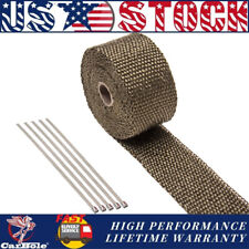 2 INCH 16FT Titanium Exhaust/Header Pipe Heat Wrap Roll w/ 5X Stainless Ties Kit picture