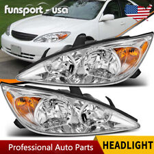 Headlights Assembly for 2002-2004 Toyota Camry Chrome Amber Corner Headlamp Pair picture