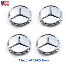 Wheel Center Hub Caps Badge 4PCS Silver Emblem 75mm For Mercedes-Benz C E63 AMG picture