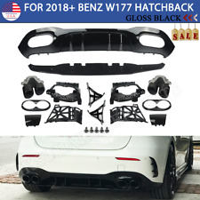 Black Rear Bumper Diffuser w/Exhaust Tips For 2018+ Mercedes Benz W177 A45 AMG picture