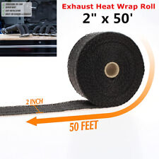 50 Feet Motorcycle/Car Black Exhaust Header Pipe Tape Fiberglass Heat Wrap Roll picture