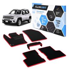 CLIM ART Floor Mats All Weather Liners for 15-24 Jeep Renegade Black / Red picture