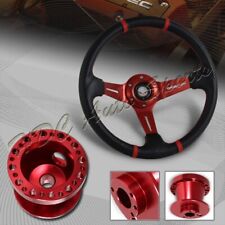 For 89-99 Mit Eclipse/Talon 350MM Red/Carbon PVC Steering Wheel+Red Aluminum Hub picture