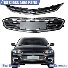 Upper&Lower Grille Honeycomb Mesh Black W/ Chrome Trim For Chevy Malibu 16-18 picture