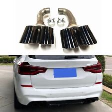 Car Rear Bumper Exhaust Pipes Tail Dual Tips Kit For BMW X3M X4M 2018-2020 Black picture