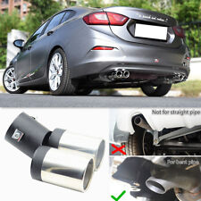 Car Rear Exhaust Throat Muffler Stainless Steel Double Tube Tail Pipe Trim Tip picture