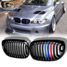 Gloss Black M-Color Front Kidney Grills For BMW E46 325Ci 330Ci 2D LCI 2003-2006 picture