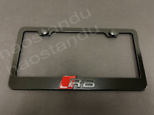 1x (Black) R8 3D Emblem BLACK Stainless License Plate Frame RUST FREE + S.Caps picture