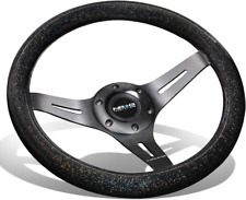 NRG Innovations Black Sparkled Wood Grain Wheel 310mm 3 Spoke Center in Black picture