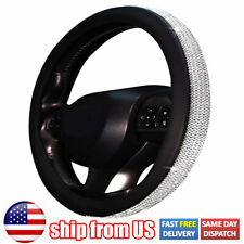 15'' Universal Diamante Car Steering Wheel Cover Diamond Sparkle Bling Leather picture