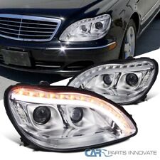 Fit 98-06 Benz W220 S320 Dual Projector Headlights w/LED Signal Strip Left+Right picture