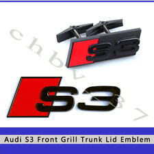 Audi S3 Front Grill Trunk Emblem Gloss Black for S3 A3 Honeycomb Grille Badge picture