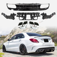 For Mercedes W205 Sedan C300 C450 AMG 15-21 Rear Diffuser Chrome Exhaust Tips picture