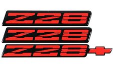 82-92 Camaro Z28 Red Rocker Panel & Rear Bumper Emblem Set of 3 9192Z28EMBRED picture