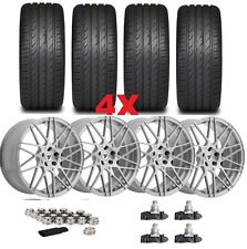 SILVER BRUSHED WHEELS RIMS TIRES 245 35 20 PACKAGE SET NEW OE ALLOY picture
