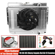 Radiator 3Row Shroud Fan Relay Fit 59-65 Chevy Impala Bel Air El Camino Chevelle picture