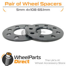 Wheel Spacers (2) Black 4x108 65.1 5mm for Citroen Saxo 4 Stud 96-03 picture