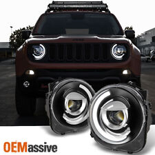 Fit Black 15 16 17 18 Jeep Renegade Projector Headlights w/DRL Led Light Bar picture