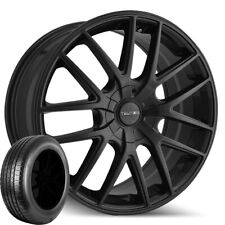 (Set of 4) TR60 17x7.5 5x112/5x120 Matte Black Rims w/225/50R17 Kenda Tires picture
