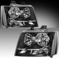 For 2007-2014 Chevy Avalanche Suburban Tahoe Black Halogen Headlights Sets 07-14 picture