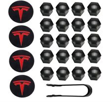 (25) For Tesla Model 3 And Y Car Wheel Center Hub Cap Cover and Lug Nut Kit Red picture