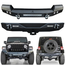For 2018-2024 Jeep Wrangler JL Front or Rear Bumper with D-Rings and LED Lights picture