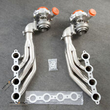 T4 AR.80/.81 Turbos+Pair Exhaust Headers+Elbows For LS1 LS6 LSX 4.8/5.3/5.7/6.0L picture