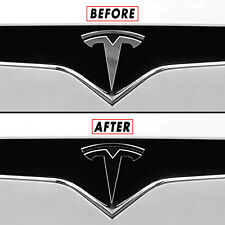 Chrome Delete Blackout Overlay for 2016-21 Tesla Model X Front and Rear Emblems picture