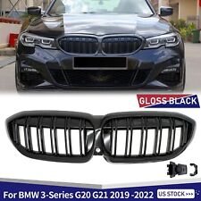 For BMW G20 G21 3-Series 330i 2019 -2022 Front Bumper Kidney Grills Gloss Black picture