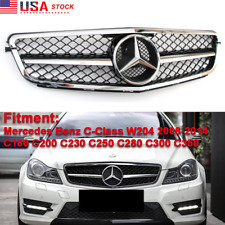 Grill W/Star For Mercedes Benz W204 C250 C300 C350 08-14 Chrome Grille AMG Style picture