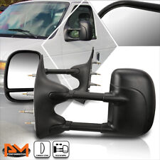 For 03-14 Ford E150-E550/Econoline Manual Telescoping Black Towing Mirror Pair picture