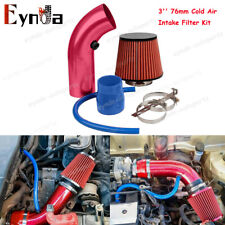 Car Cold Air Intake Filter 3'' Power Flow Hose Induction Pipe Kit Aluminum Red picture