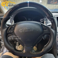 Real Carbon Fiber Black Perforated Leather Steering Wheel for 09-13 INFINITI G37 picture